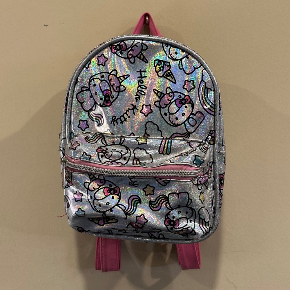 Sanrio Hello Kitty Holographic Unicorn Mini Backpack Silver Pink Kids